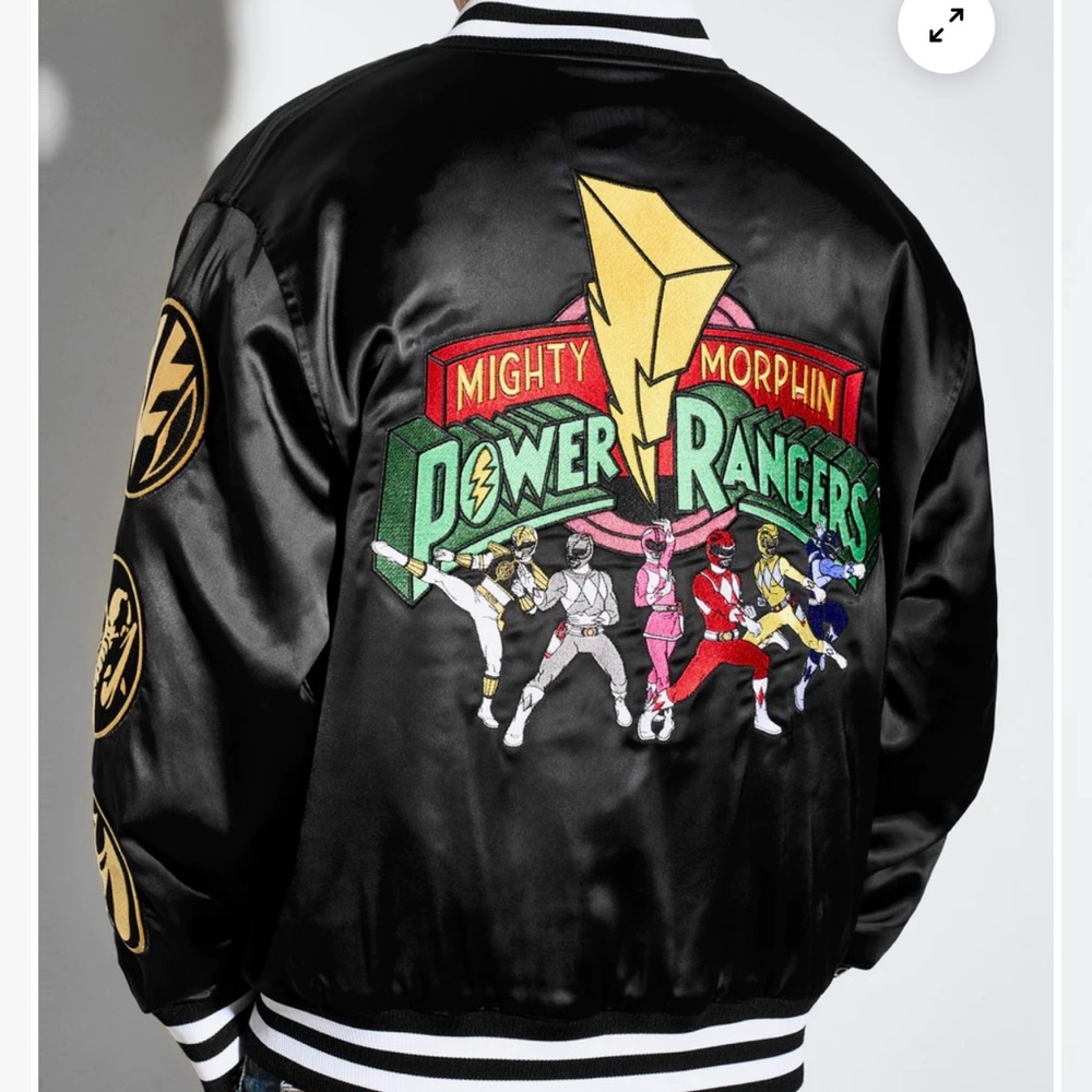 Power rangers black ranger quilted satin jacket
